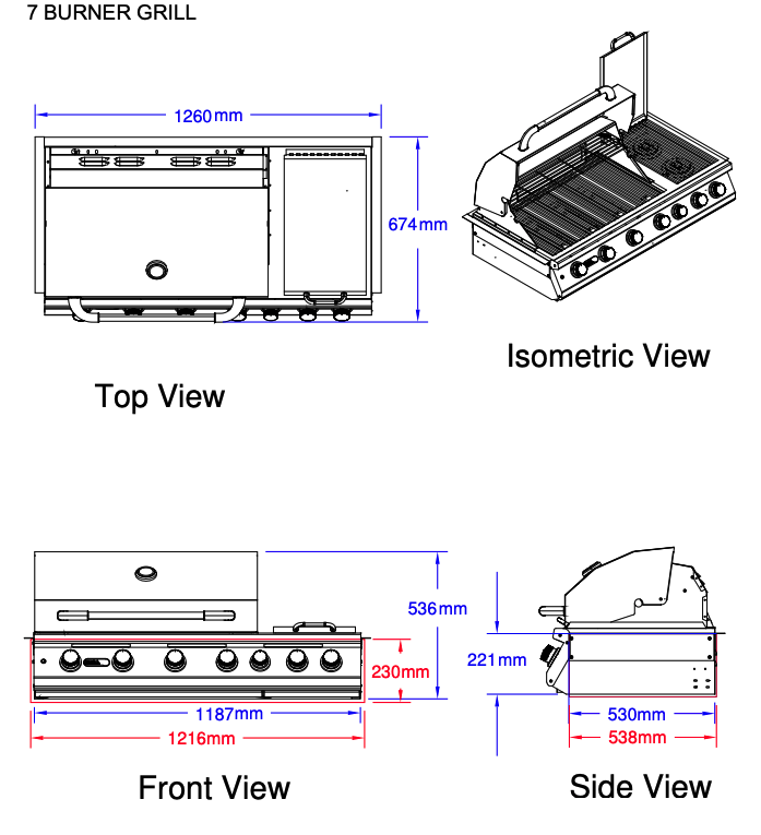 Barbacoa de gas 7 BURNER (sin carrito) 3 Barbacoa de gas 7 BURNER (sin carrito) - Imagen 3