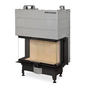 Chimenea de leña HEAT 3CF3G 80/31 (Doble corner) Puerta guillotina. Cristal dividido